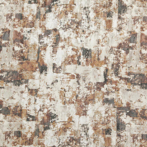 Distressed chocolate brown, cream and taupe abstract blocks with a chalky woven texture