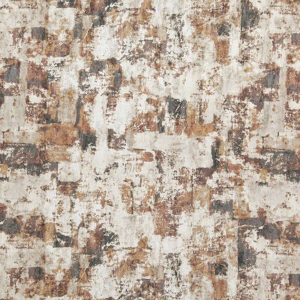 Distressed chocolate brown, cream and taupe abstract blocks with a chalky woven texture