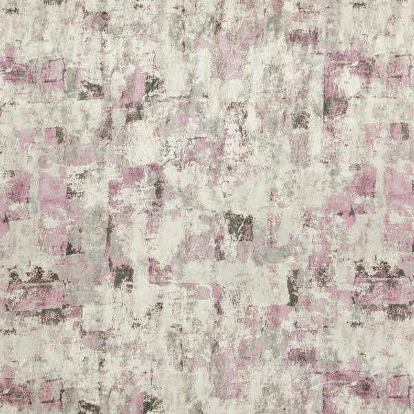 Distressed blush pink, ivory and charcoal abstract fabric with painterly blocks