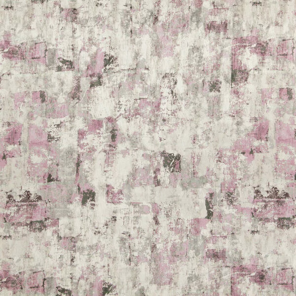 Distressed blush pink, ivory and charcoal abstract fabric with painterly blocks