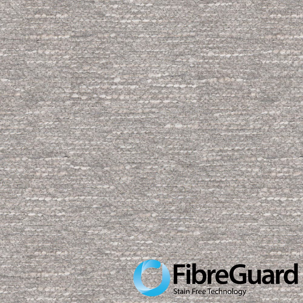 Cool grey Brunswick fabric with a softly flecked, horizontal woven texture