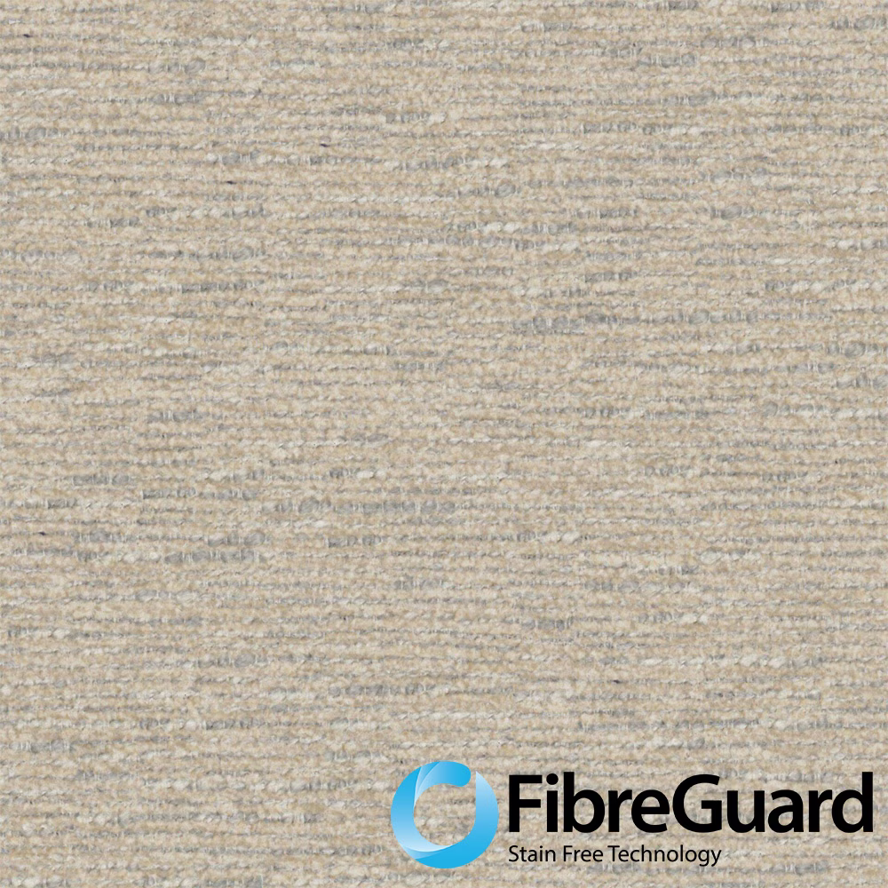 Warm shell-beige woven swatch with fine horizontal taupe and grey flecks