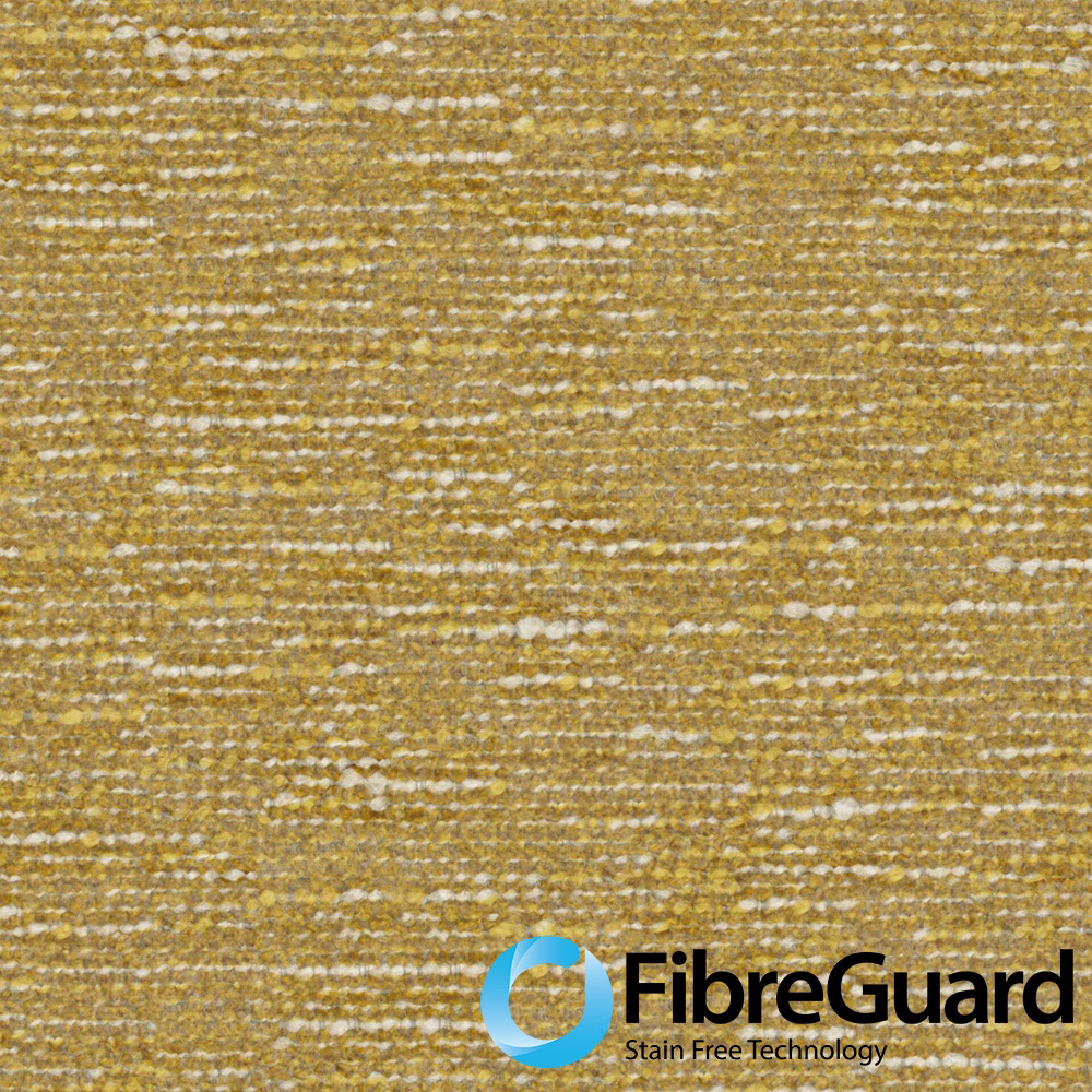Warm corn-gold upholstery weave with horizontal cream flecks and slub texture