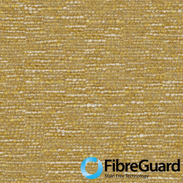 Warm corn-gold upholstery weave with horizontal cream flecks and slub texture