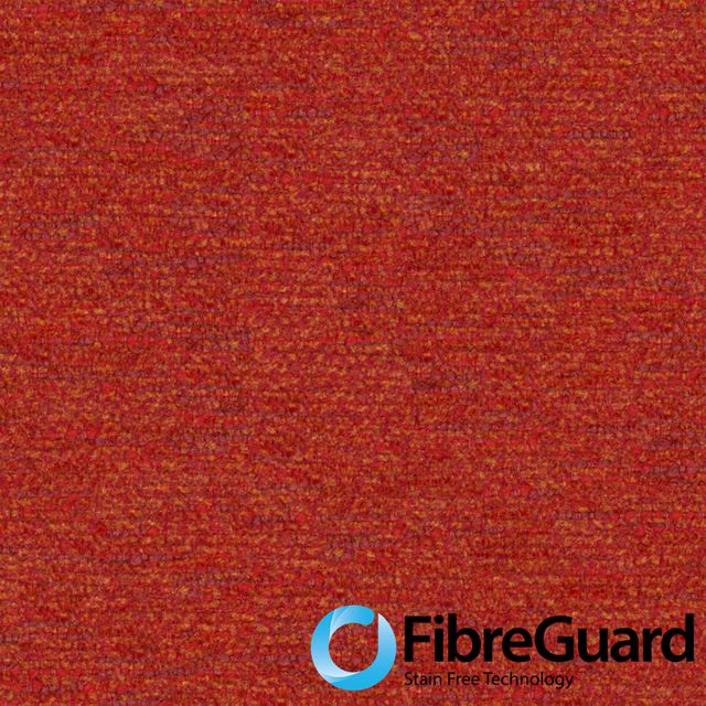 Warm firecracker-red woven swatch with orange flecks and a finely ridged texture
