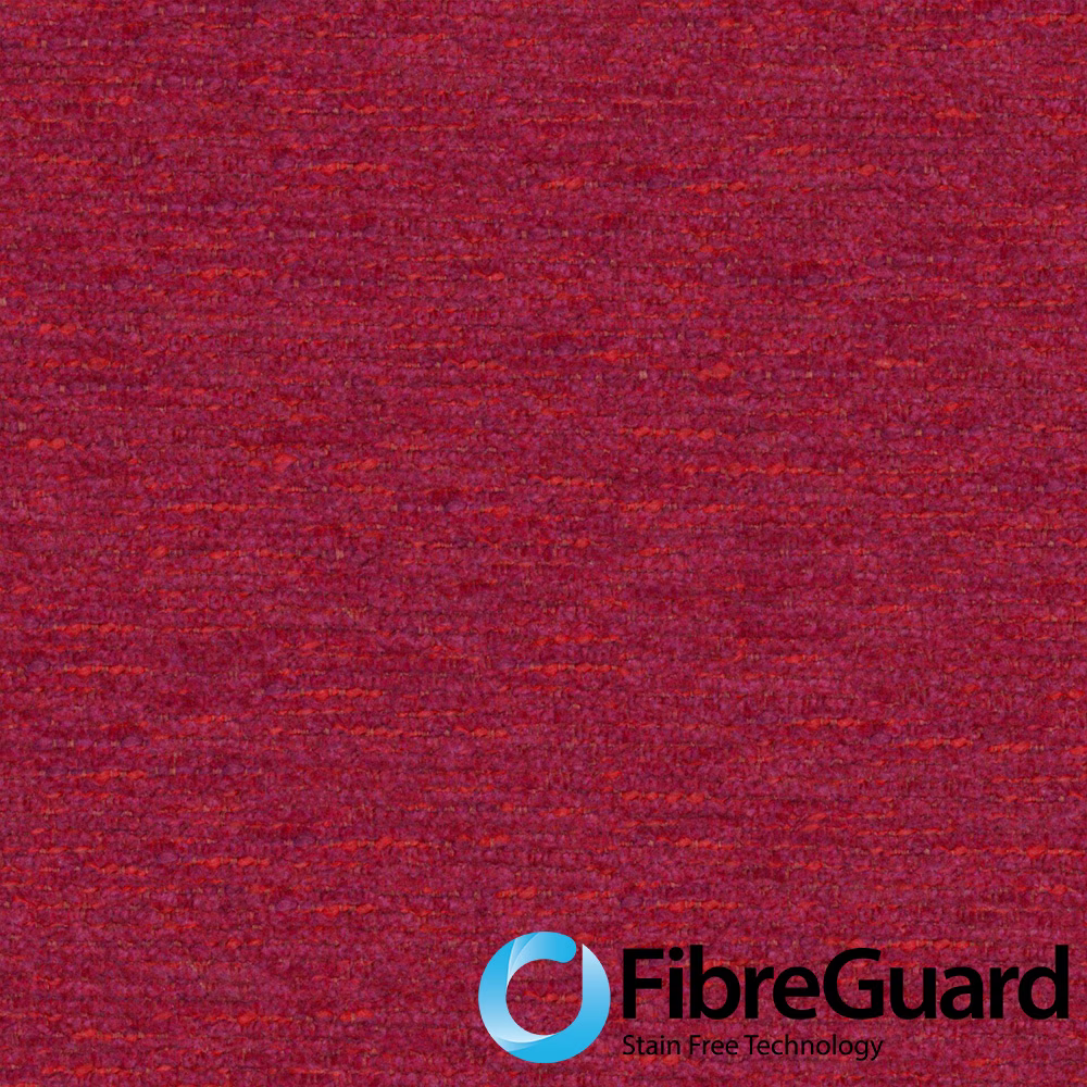 Deep raspberry-red woven fabric with fine irregular horizontal slub texture
