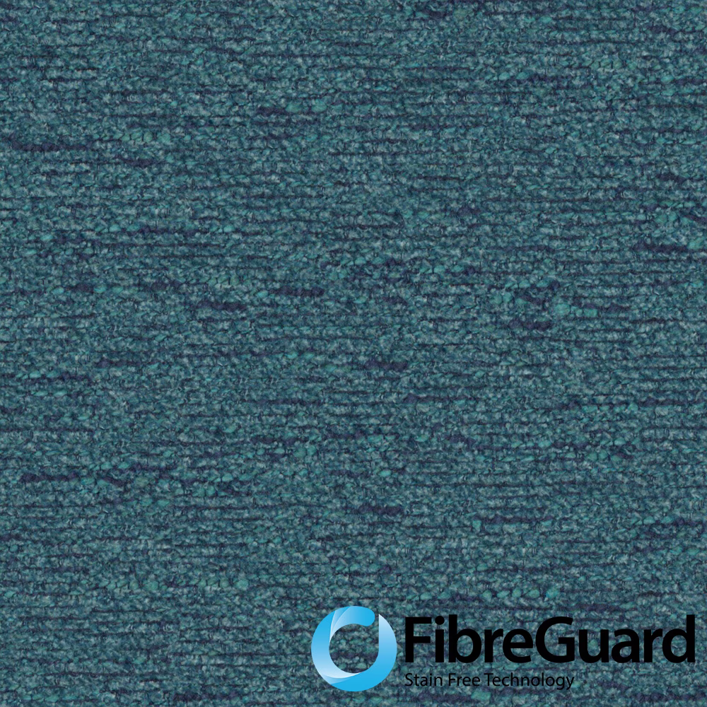 Deep blue-teal woven fabric with dark flecks and irregular horizontal texture