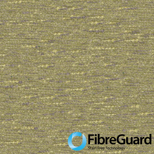 Close-up of muted olive-yellow weave with grey and lilac horizontal flecks