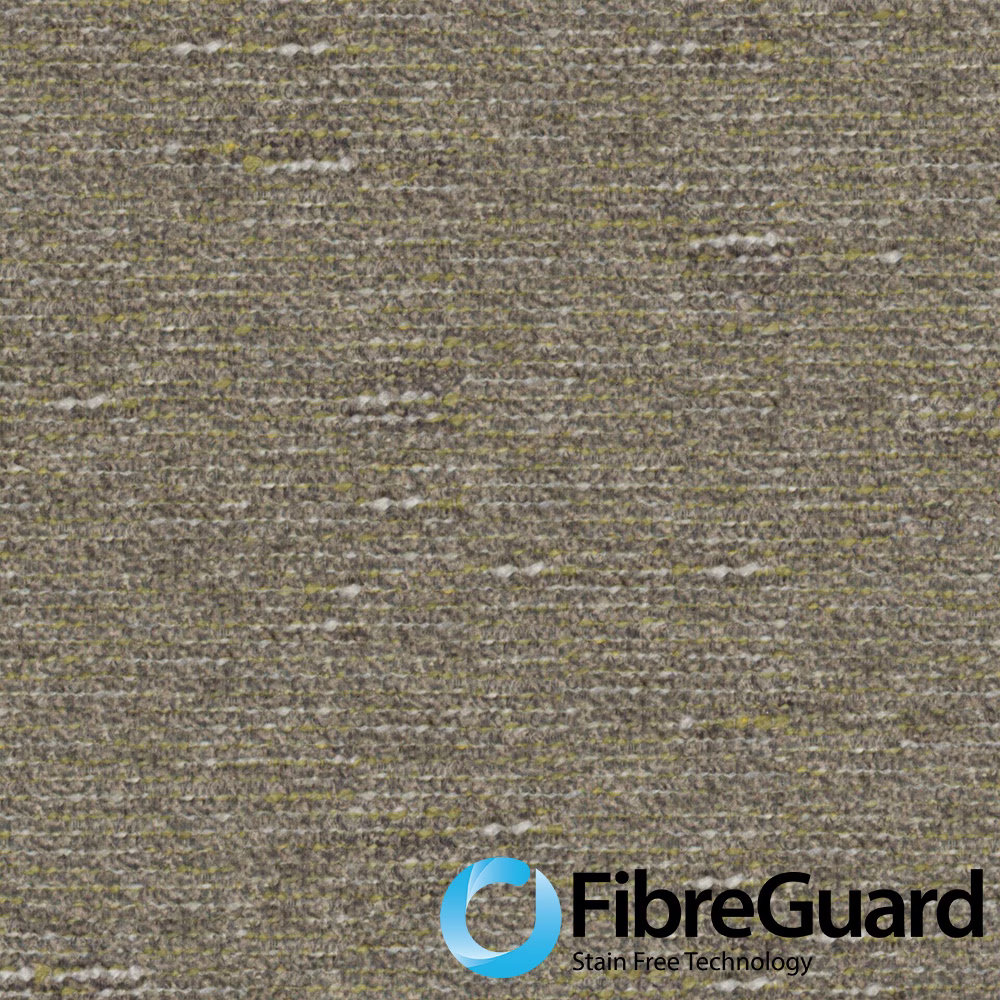 Muted taupe-grey woven fabric with olive flecks and softly irregular horizontal texture