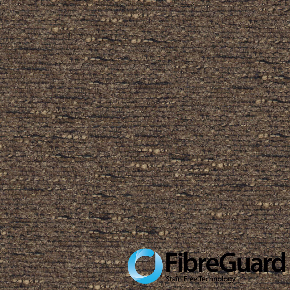 Close-up of 29 Truffle’s dark brown slubby weave with horizontal ridges and taupe flecks