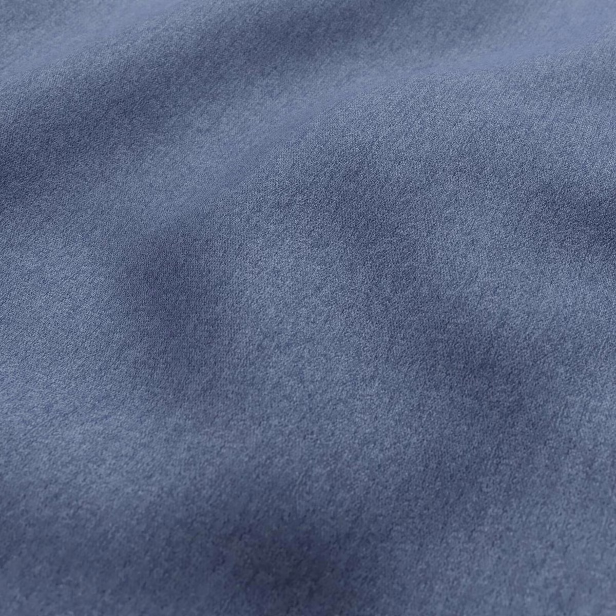 Dusty slate-blue plush textile with soft nap and subtle directional sheen