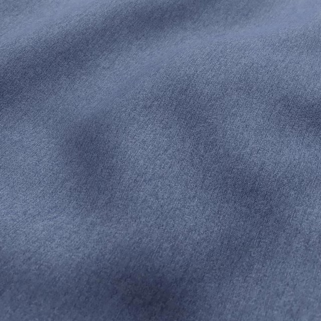 Dusty slate-blue plush textile with soft nap and subtle directional sheen