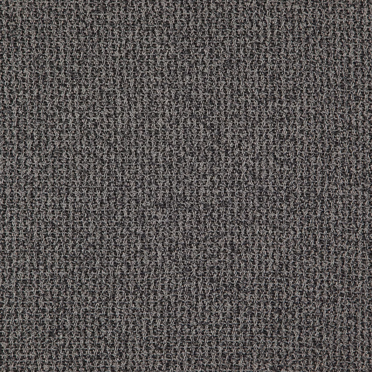 Close-up of dark peppercorn-grey fabric with a dense, irregular woven texture