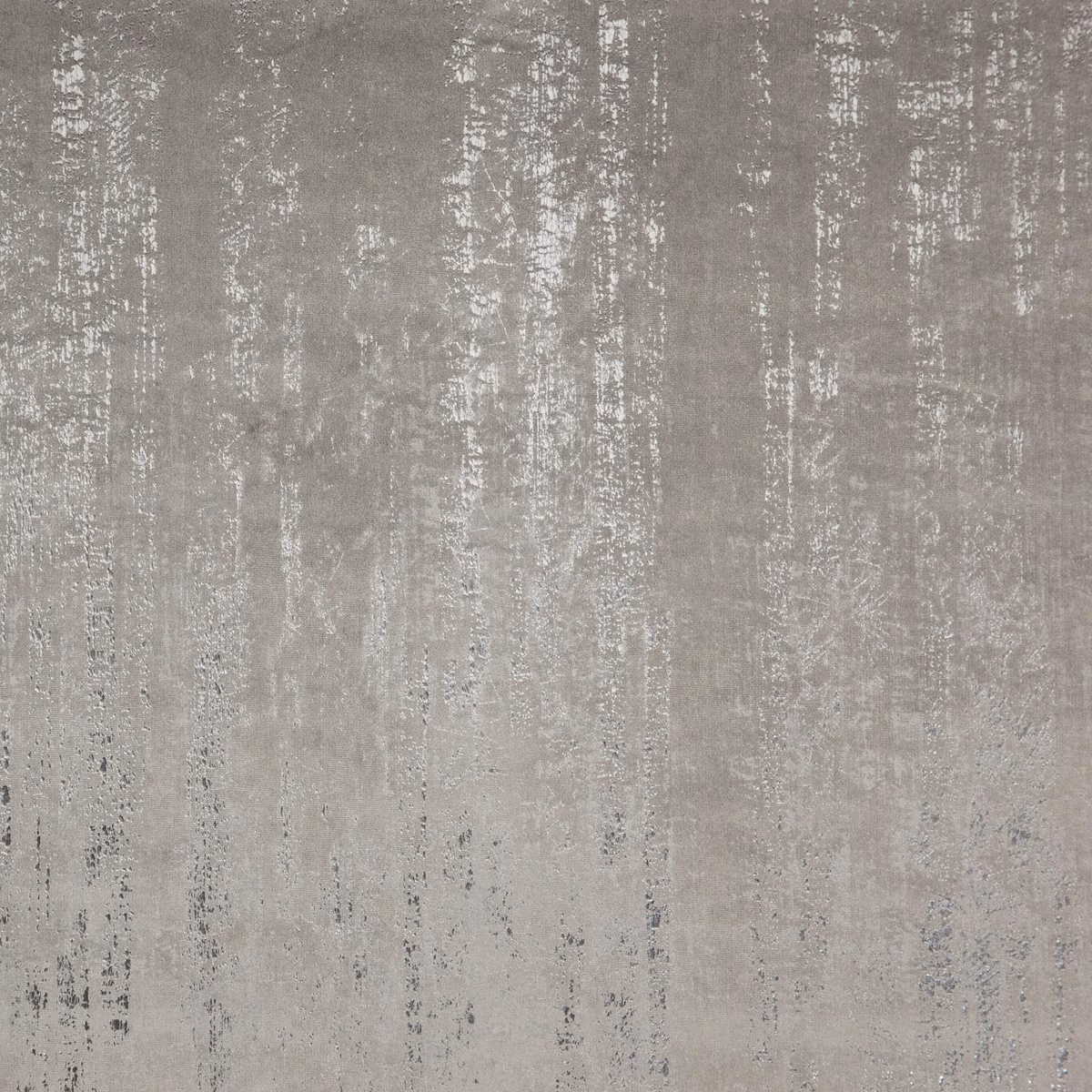 Warm pewter grey fabric with pale distressed vertical striations and soft reflective texture