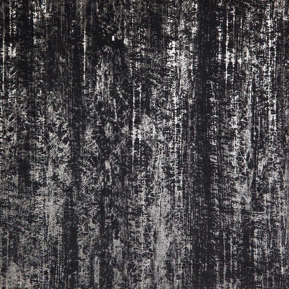 Charcoal black fabric with distressed white vertical striations and dense tactile texture
