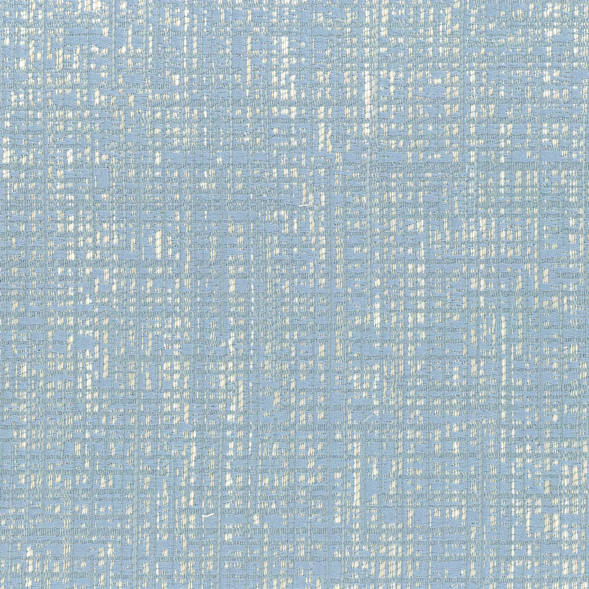 Pale powder-blue woven fabric with cream flecks and irregular vertical texture