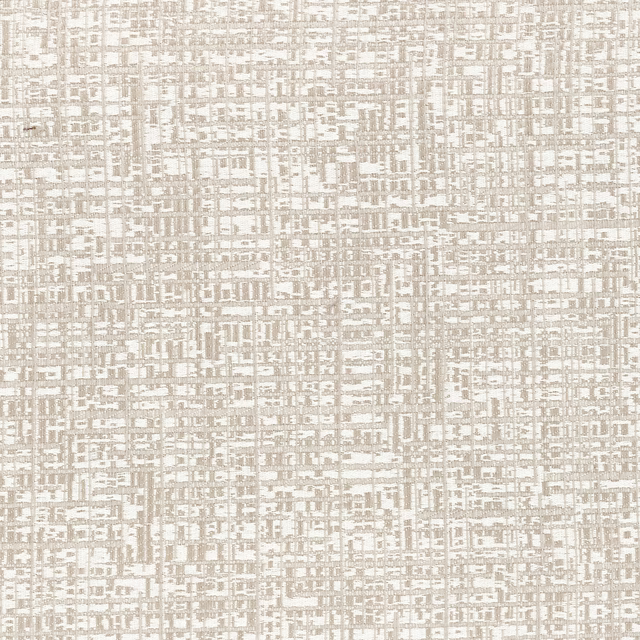 Close-up of warm champagne fabric with a dense ivory broken grid texture