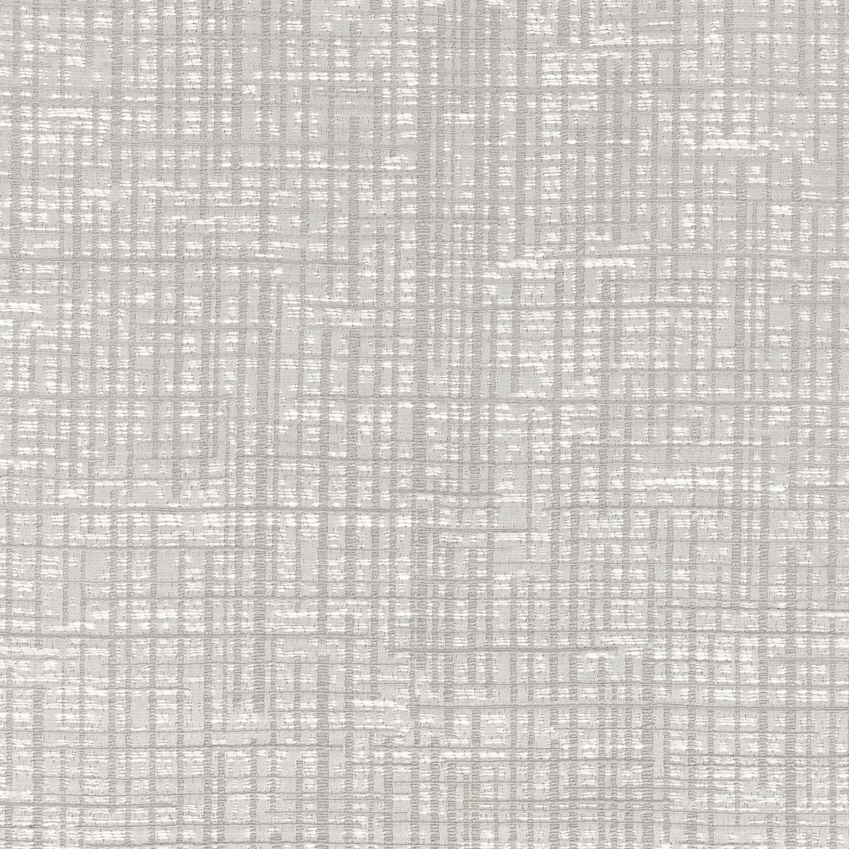Pale beige woven textile with irregular white and grey linear grid texture