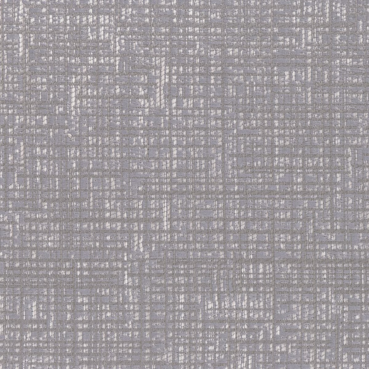 Cool silver-grey woven fabric with an irregular fine crosshatch texture and charcoal flecks