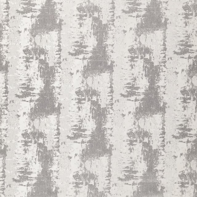 Pale ivory and grey fabric with distressed vertical woven blocks and brush-like texture