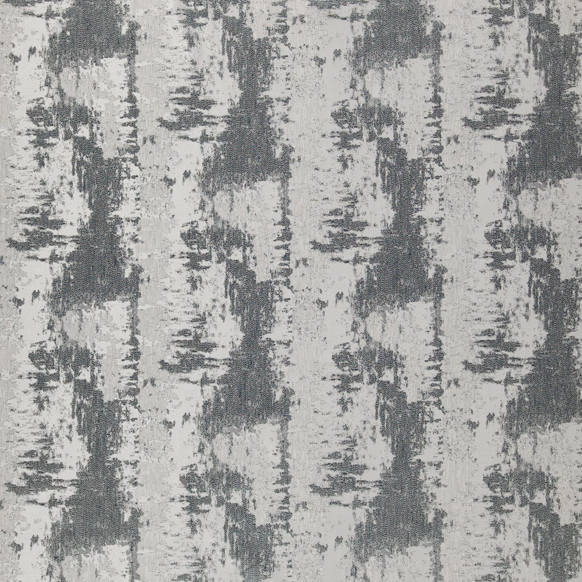 Cool ash grey textile with distressed vertical charcoal brushwork and pale ground