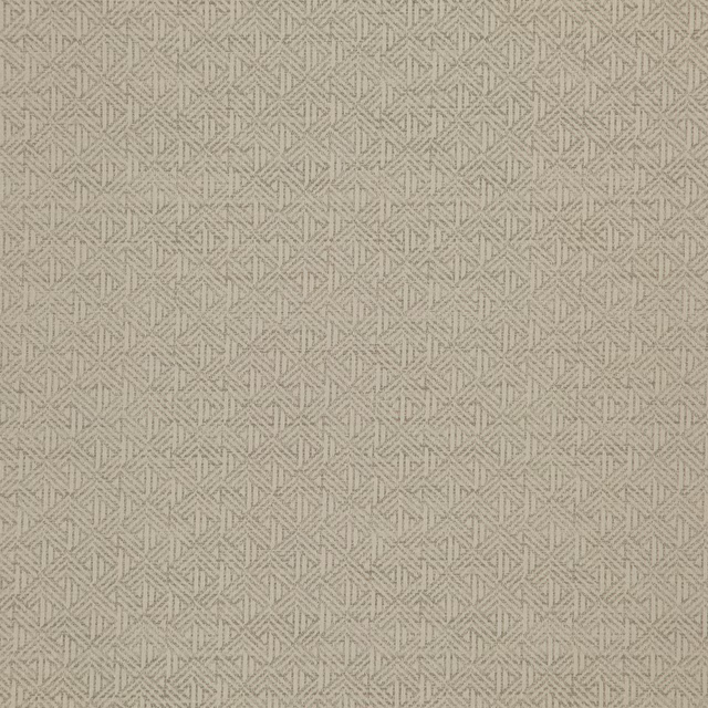 Warm taupe-brown woven ground with small interlocking diamond and chevron motifs