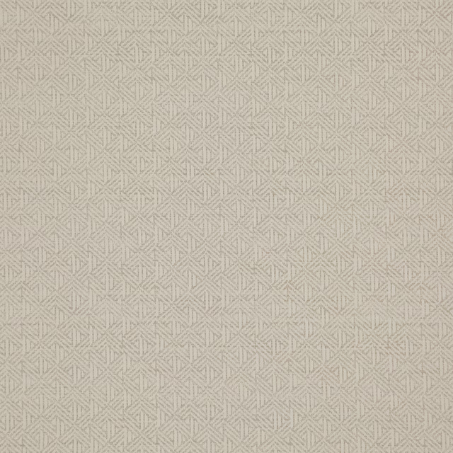 Pale eggshell woven fabric with a fine angular lattice in warm greige lines