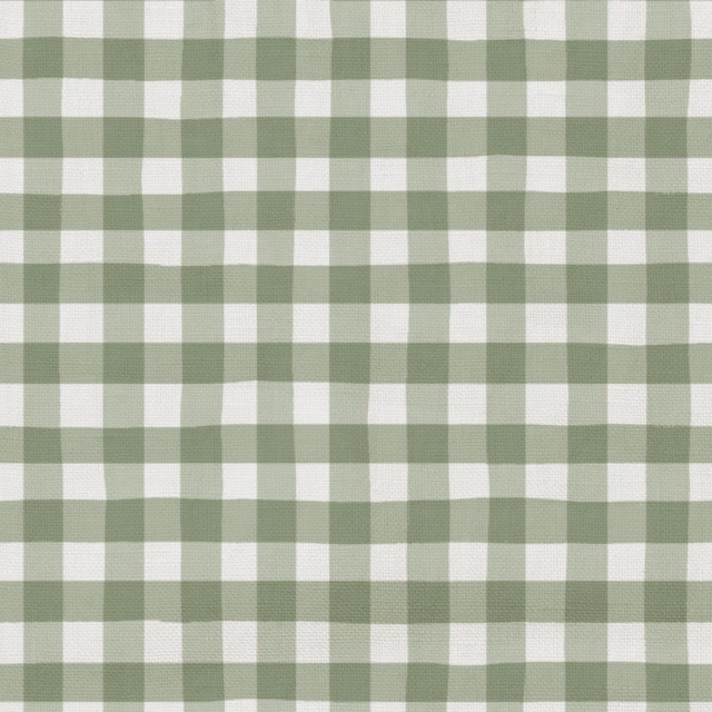 Soft sage and ivory gingham check with a fine woven texture