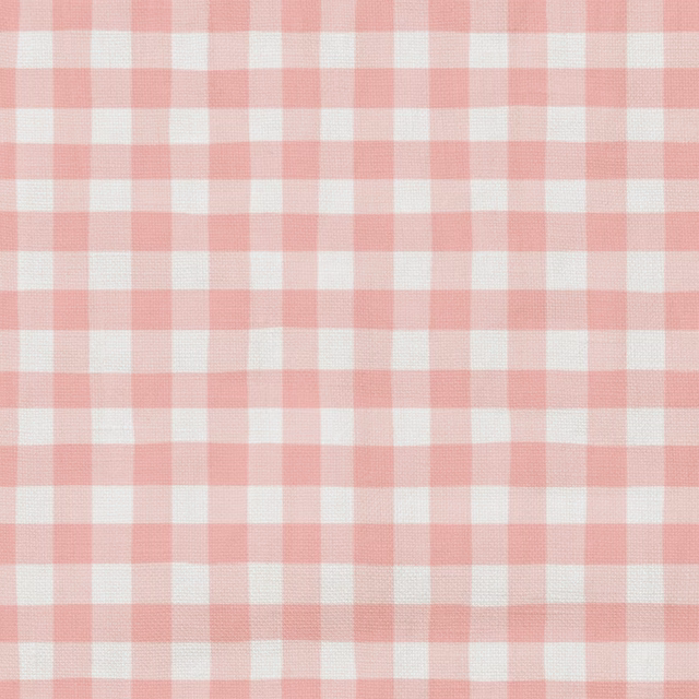 Soft blush-pink and white mid-scale gingham checks in a woven swatch