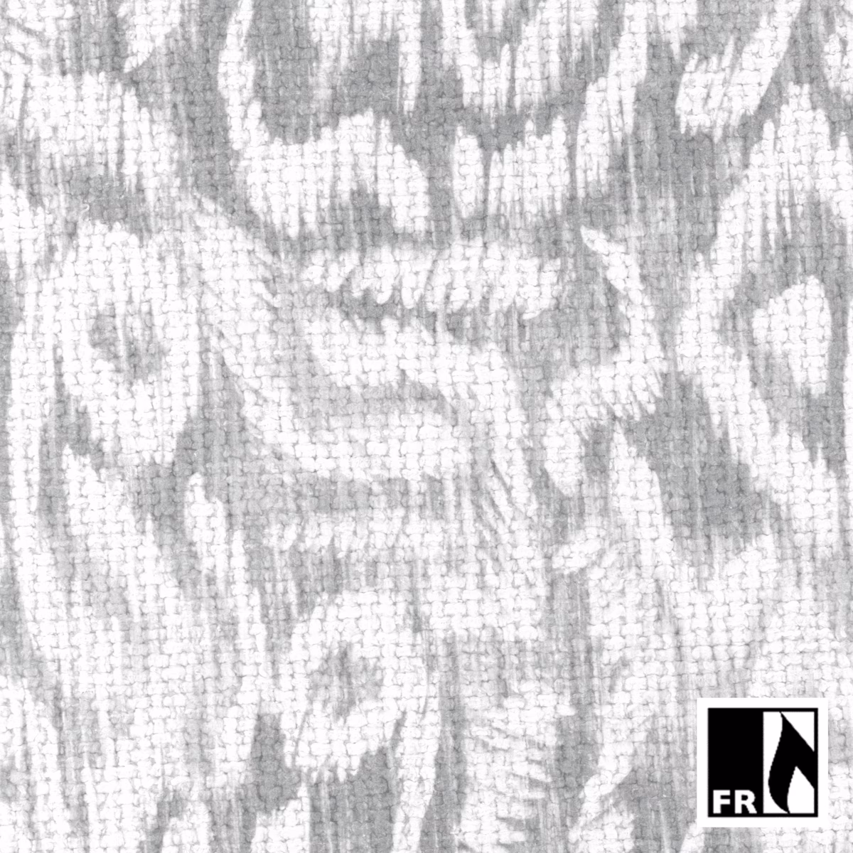 Cool dolphin-grey and white woven swatch with a blurred irregular vertical motif