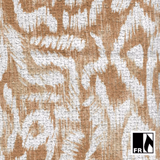 Camel and ivory abstract tiger-like pattern on a coarse slub-woven ground