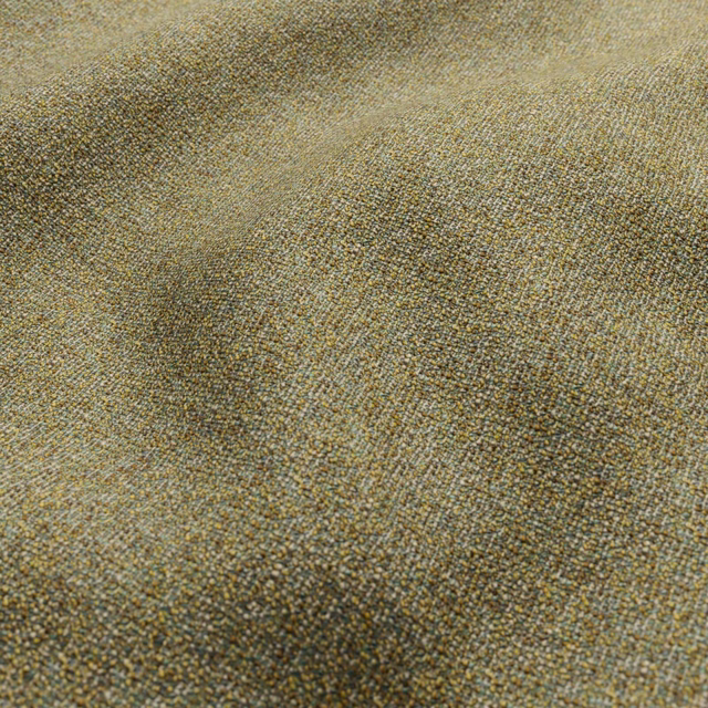 Mottled olive taupe woven upholstery cloth with mustard flecks and pebbled texture
