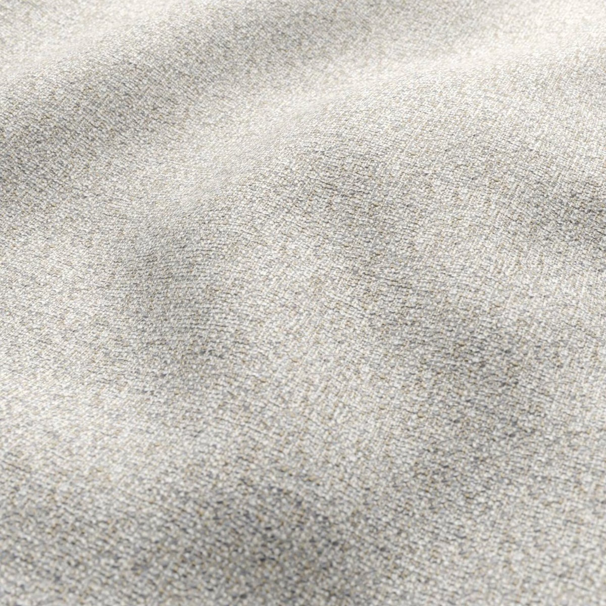 Close view of Creran 20 Greige’s pale grey-beige woven surface with subtle flecked texture