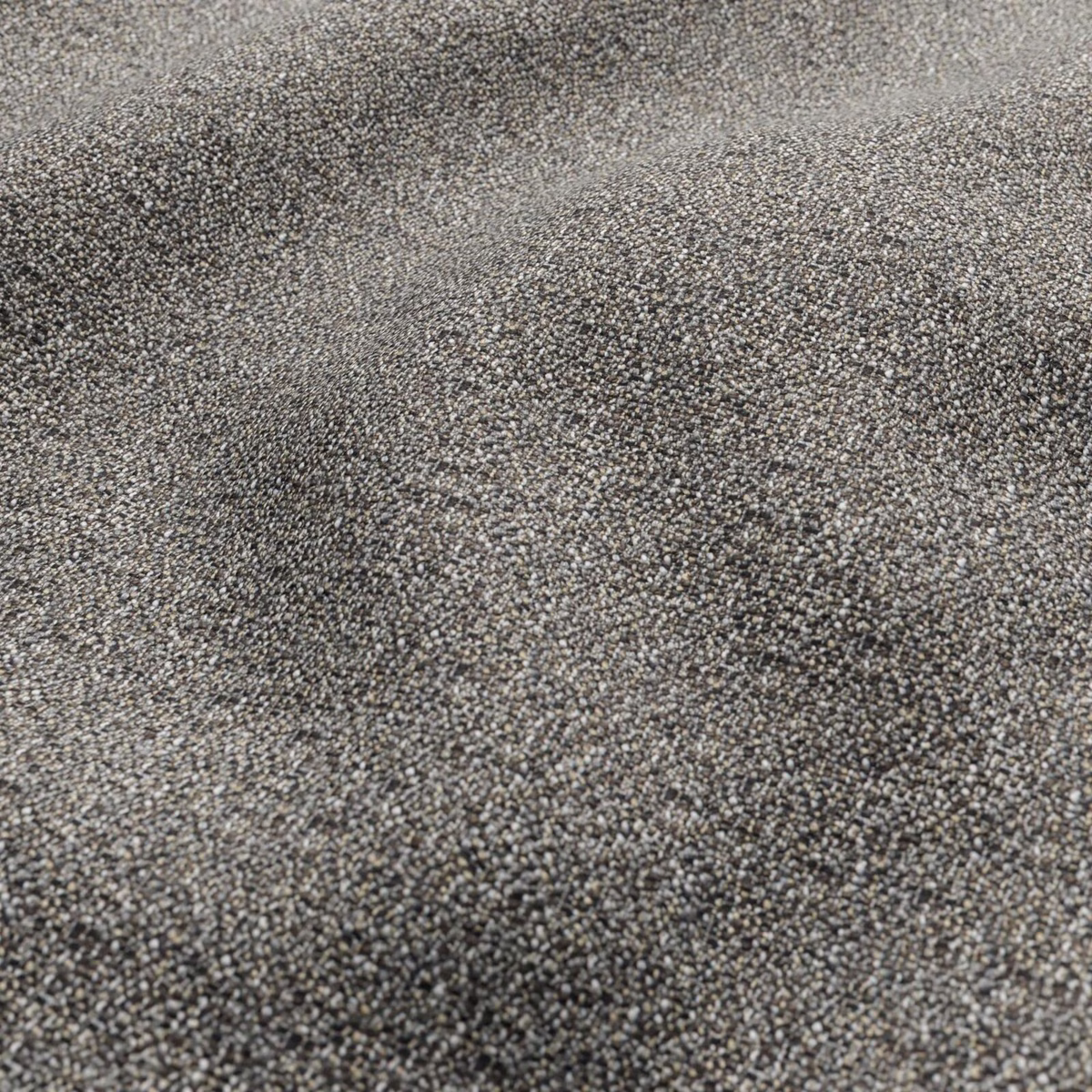 Close-up of grey-taupe Creran 22 Pebble fabric with dense flecked nubby texture