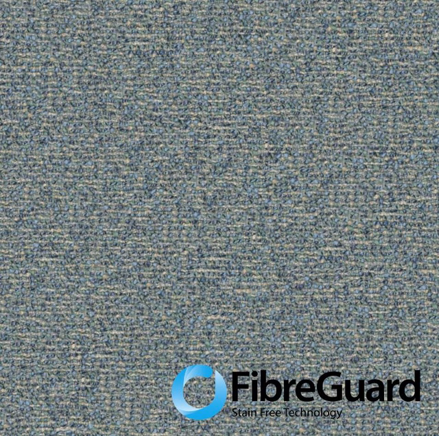 Close-up of muted blue-grey woven cloth with olive and pale flecks