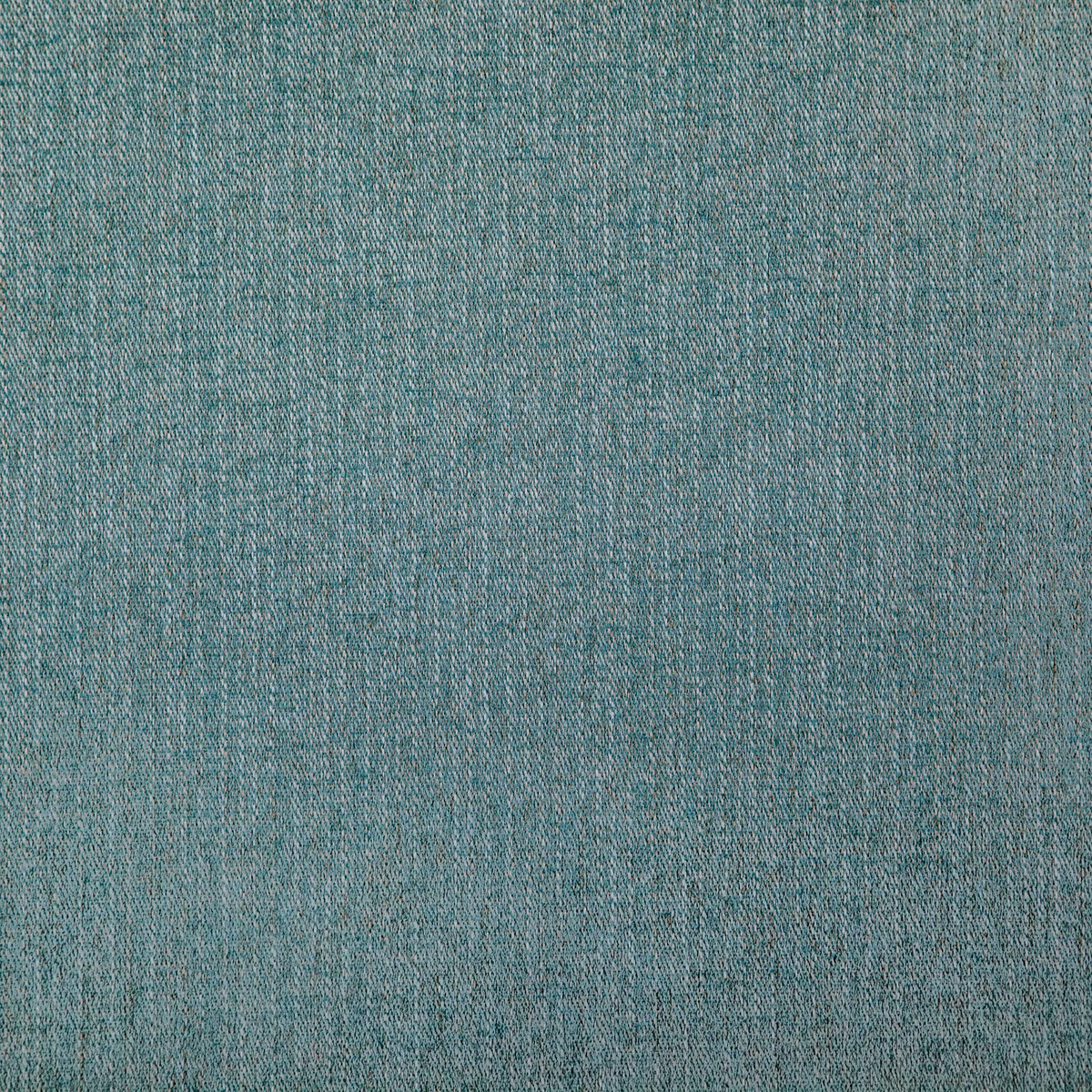 Close-up of muted blue-teal woven fabric with fine tonal flecks