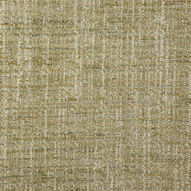 Close-up of muted herb olive woven fabric with cream and taupe flecks