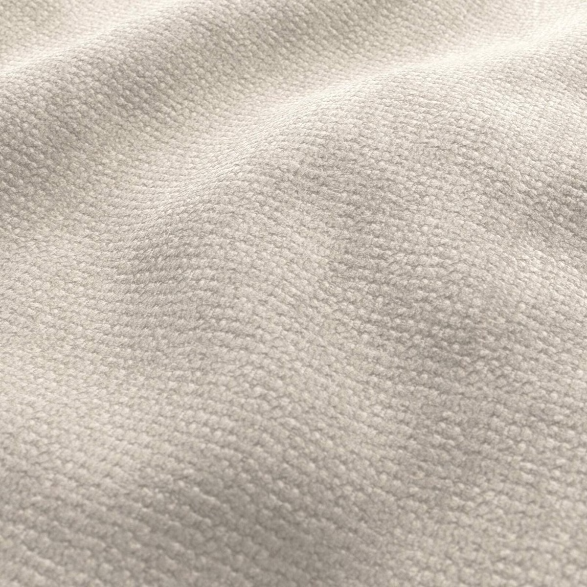 Close-up of pale greige Stardust fabric showing a softly ridged nubby weave