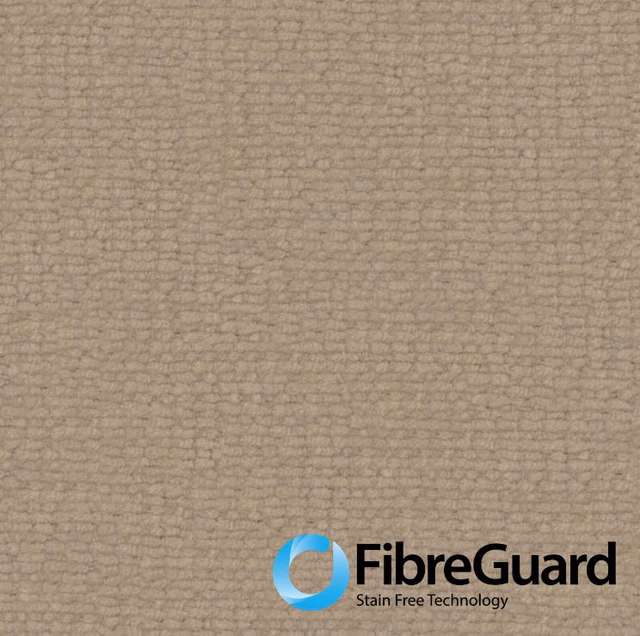 Close view of 22 Almond Frost’s warm taupe, softly pebbled woven texture