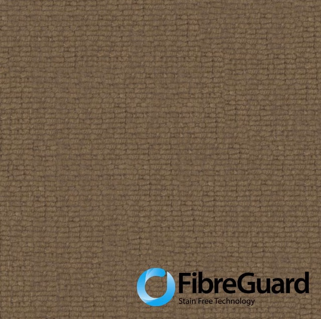 Warm brown fabric with irregular horizontal nubby weave and subtle taupe variation