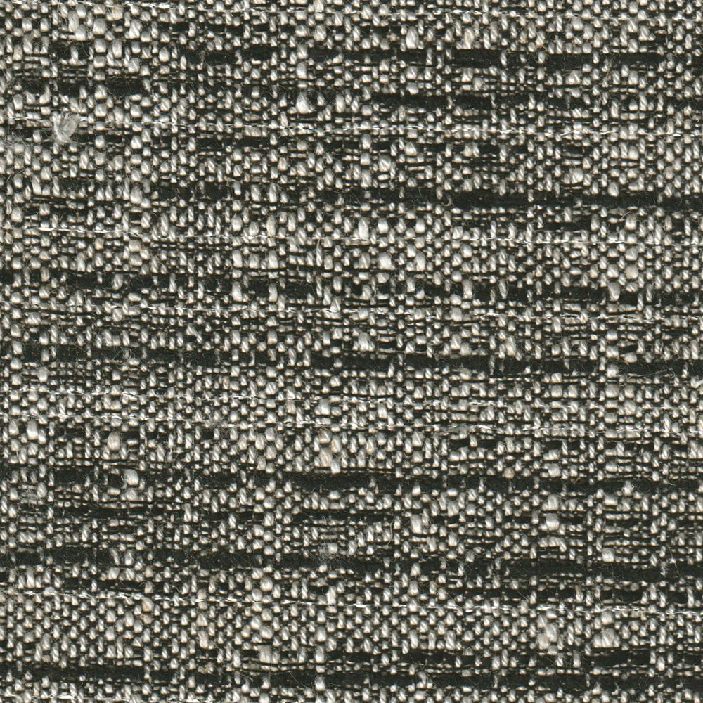 Close-up of charcoal taupe nubby weave with pale flecks and irregular horizontal bands