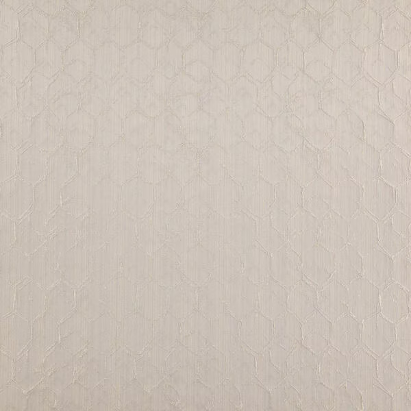 Pale greige woven fabric with ivory lattice and fine vertical texture