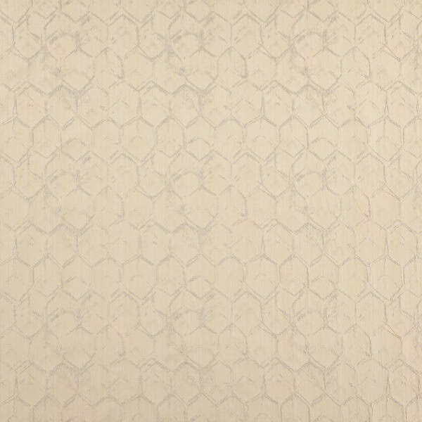Pale honey-beige fabric with a delicate irregular geometric lattice weave
