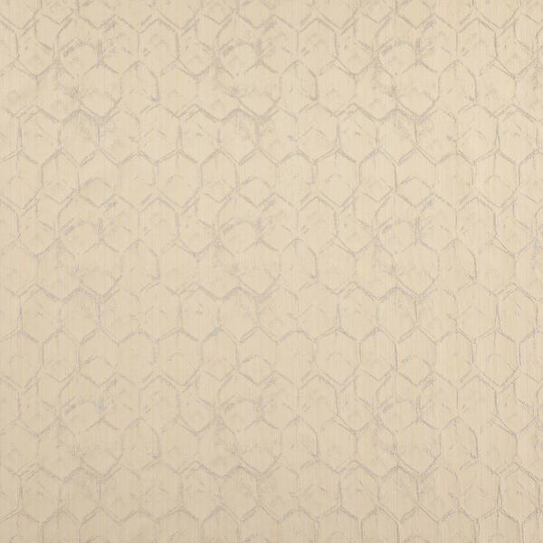 Pale honey-beige fabric with a delicate irregular geometric lattice weave
