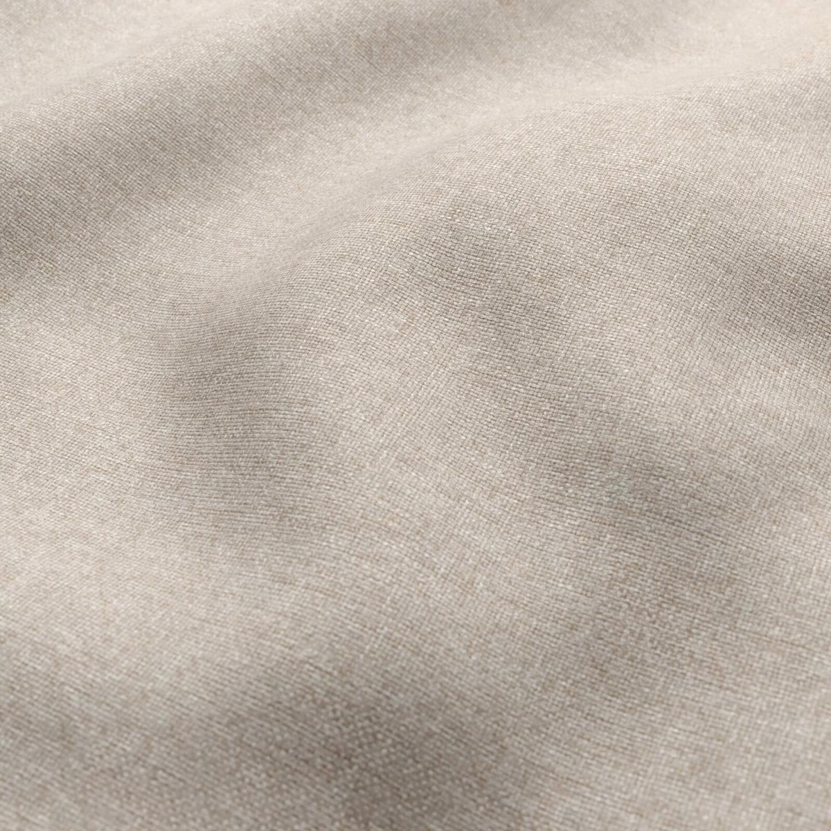 Close-up of warm greige Eigg fabric with fine weave and softly mottled tonal shading