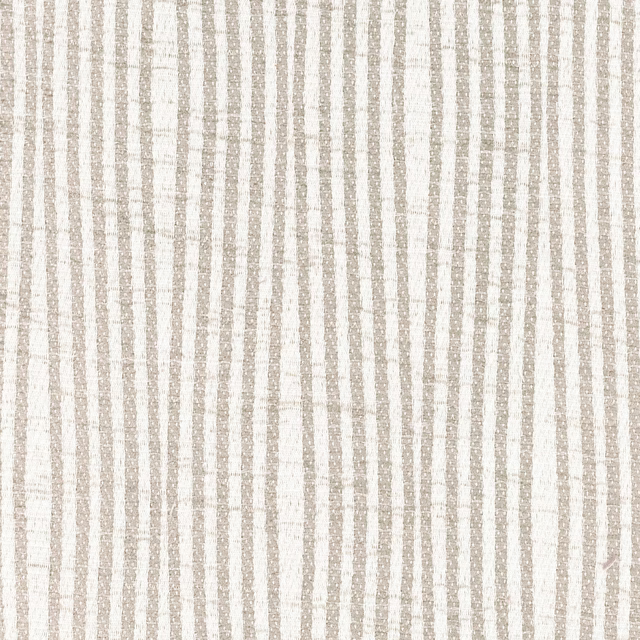 Warm champagne fabric with narrow irregular beige stripes and a softly flecked weave