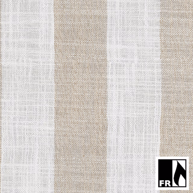 Warm ivory and oatmeal vertical stripes in a tactile open woven surface