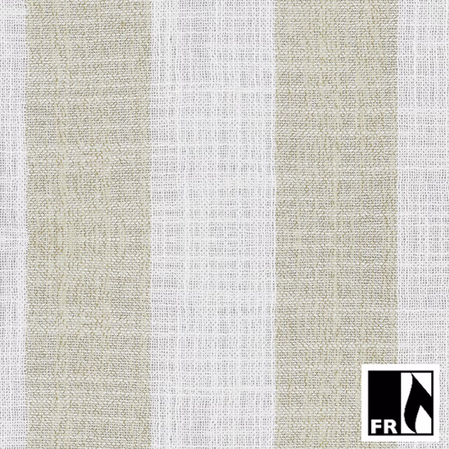 Pale lime and white vertical stripe fabric with a lightly textured woven surface