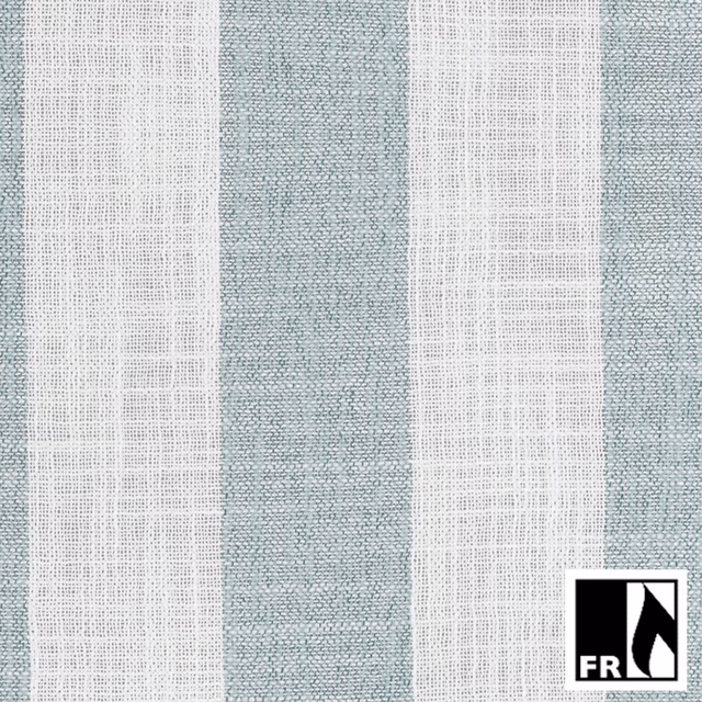 Pale lagoon teal and ivory striped fabric with a fine woven texture