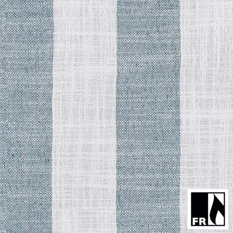 Muted blue-grey and ivory vertical stripes in a softly textured woven close-up